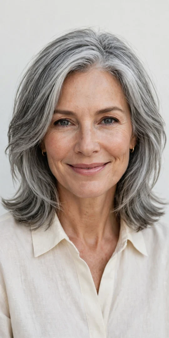 Layered Cut for Gray Hair